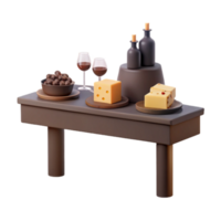 Table Setting with Wine, Cheese, and Chocolate png