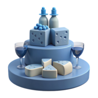 3D Render of a Cheese and Wine Display png