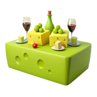 Cheese Table with Wine and Grapes png