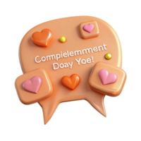 3D Speech Bubble with Hearts and Text png