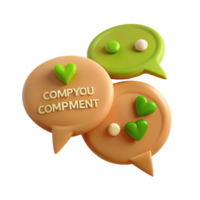 3D Speech Bubbles with Hearts and Dots png