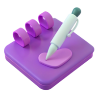 Drawing a Heart on a Notepad png