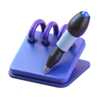 3D Render of a Notepad and Pen png