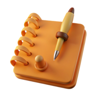3D Render of a Notepad with a Pen png