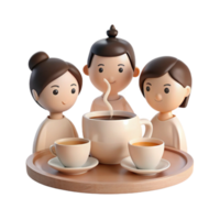 Three Cartoon Characters Enjoying a Cup of Coffee Together png
