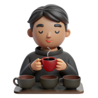 3d rendido ilustração do uma pessoa desfrutando uma copo do café png