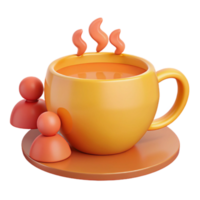 quente bebida e social conexão 3d render do uma copo do chá com ícones representando pessoas png