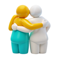 Two 3D Figures Embracing, Showing Unity and Support png