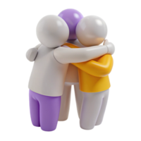 Three Friends Embracing in a Group Hug, Illustrating Unity and Support png