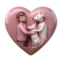 3D Illustration of a Person with Two Dogs Inside a Heart png