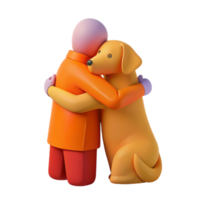 3D Illustration of a Person Hugging a Dog png