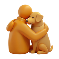 3D Render of Person Hugging a Dog png