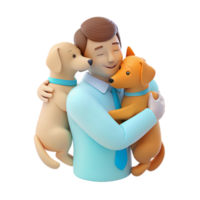 Man Hugging Two Dogs png