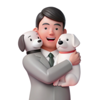 Man Hugging Two Dogs png