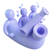 3D Render of Music Instrument with Characters png