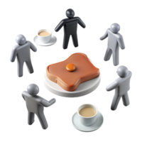 Group of Figures Around Toast and Coffee png