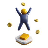 3D Character Joyfully Jumping on a Platform png