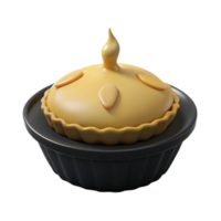 3D Rendered Pie with Golden Crust and Flaky Top png
