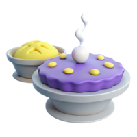 Purple and Yellow Dessert with Cream Topping png