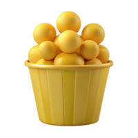 amarelo Pipoca balde 3d render png
