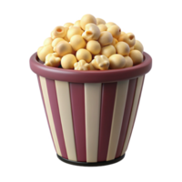 Striped Popcorn Bucket 3D Render png