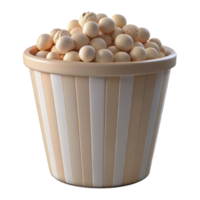 Striped Popcorn Bucket Filled with White Popcorn png