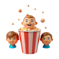 Cartoon Characters Enjoying Popcorn png