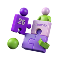 3D Puzzle Pieces with Date and Month png