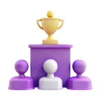 3D Rendered Trophy on a Podium with Figures png