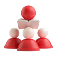 Red Sphere Balanced on Open Book Above Three People png