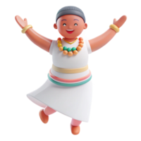 Joyful 3D Character with Open Arms and Colorful Accessories png
