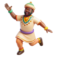 Joyful 3D Cartoon Character in Traditional African Attire png