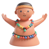 3D Render of a Friendly Character Wearing Colorful Beads png