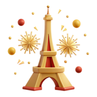 Eiffel Tower with Fireworks 3D Illustration png
