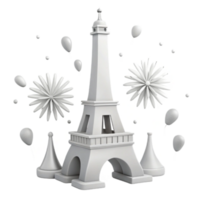 Eiffel Tower with Fireworks and Balloons png