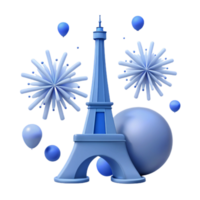 Eiffel Tower with Fireworks and Balloons png
