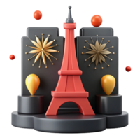 3D Render of a Red Tower with Black and Gold Decorations png
