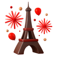 Eiffel Tower with Fireworks and Balloons png