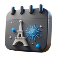 Calendar with Eiffel Tower and Fireworks png