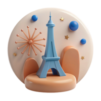 3D Eiffel Tower Illustration with Festive Background png