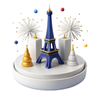 Eiffel Tower with Fireworks and Golden Christmas Tree png
