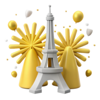 Eiffel Tower Party Decoration with Balloons and Party Hats png