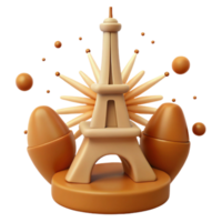 Eiffel Tower 3D Model with Fireworks and Spheres png