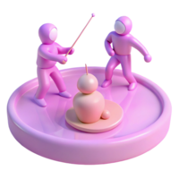 3D Rendered Illustration of Two Figures on a Circular Platform png