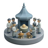3D Render of People Around a Structure png