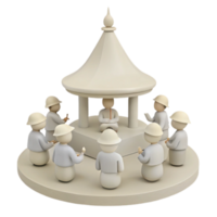 3D Render of People Gathering Around a Structure png