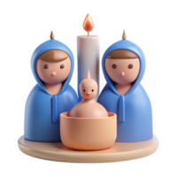 3D Render of a Nativity Scene with a Candle png