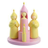 3D Render of Three Figures with Candles png