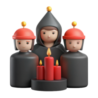 Three 3D Characters With Candles png