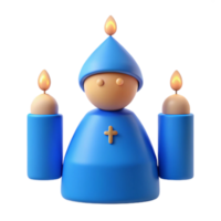 3D Render of a Religious Figure with Candles png